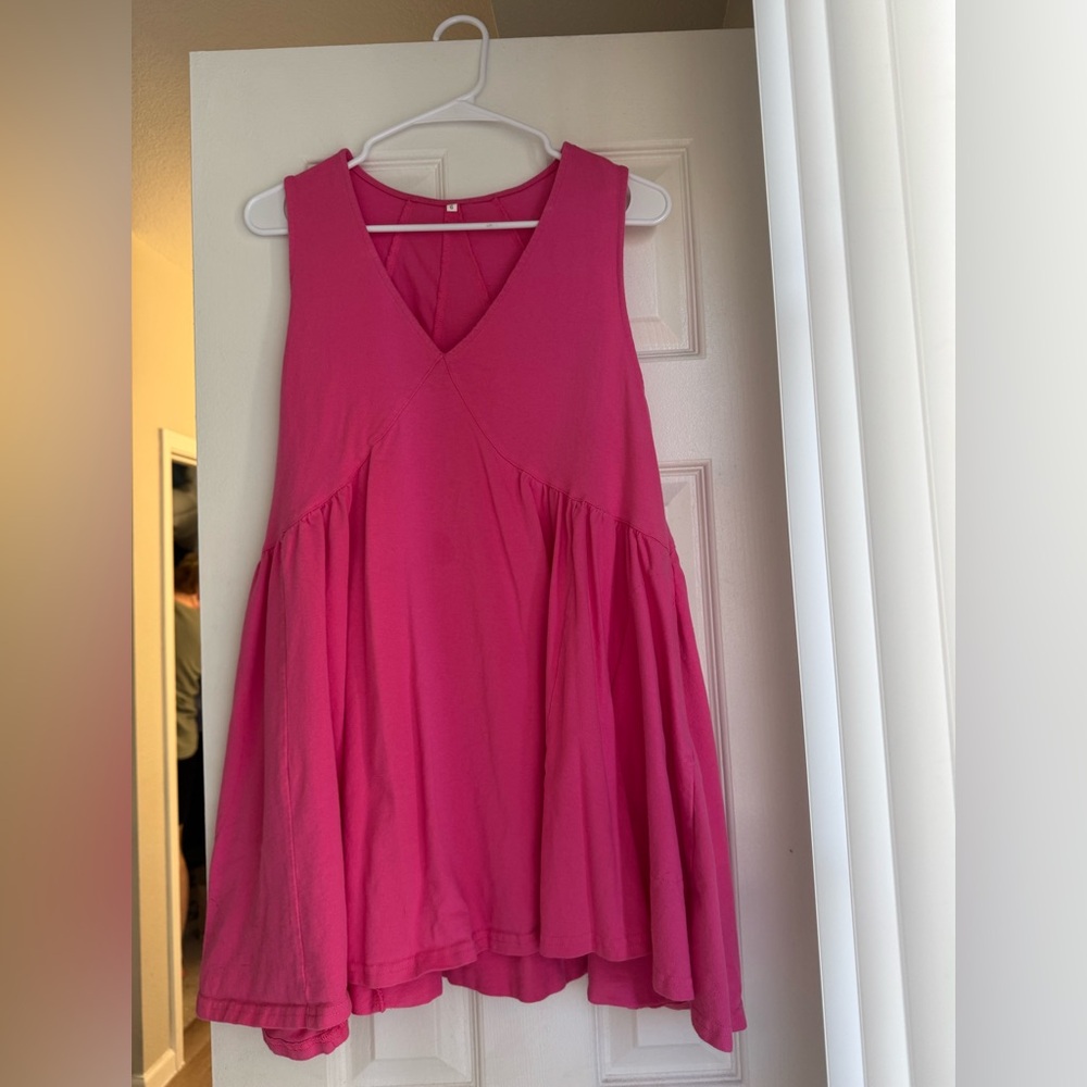 Pink Sleeveless Women's Flowy Summer Dress
